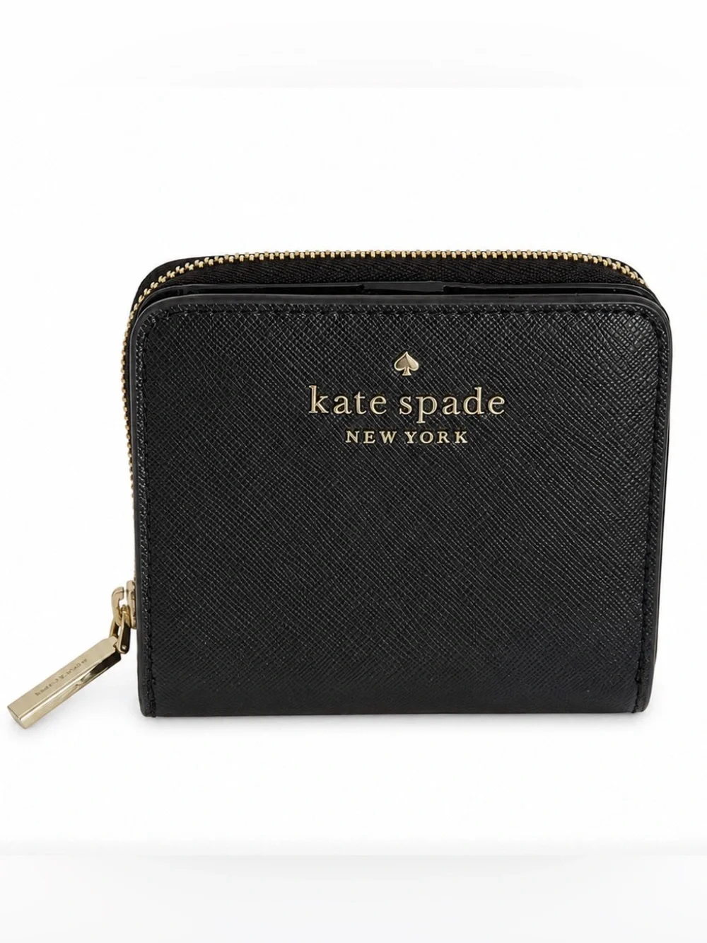 kate spade Staci Black Leather Compact Zip Wallet ✨♠️